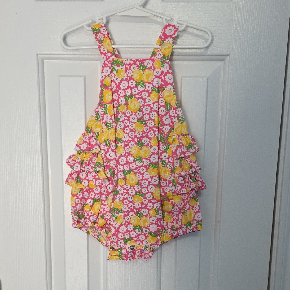 Charming Pink and Yellow Floral Kids Romper